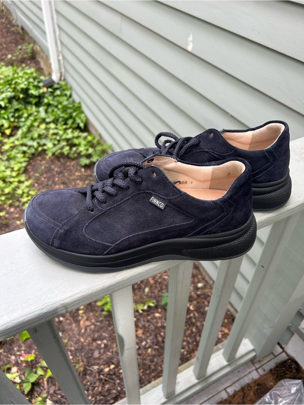 Finn Comfort Black Suede Women's Lace-Up Comfort Sneakers